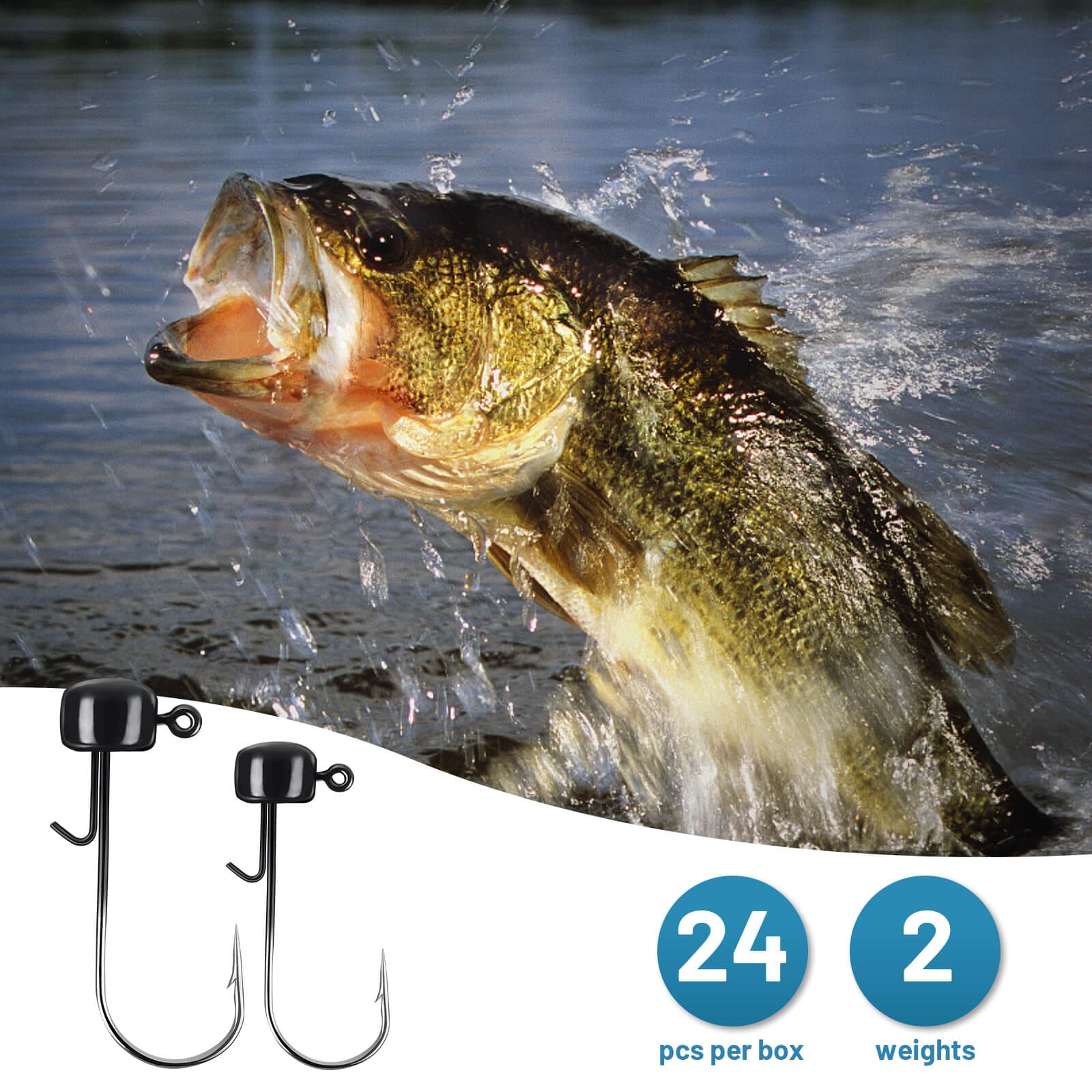 MadBite 24 Pack Ned Rig Jig Hook Kits